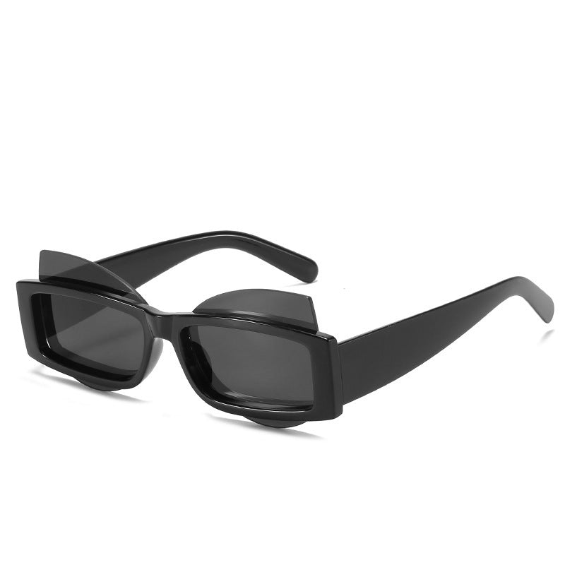 Glasses Fashion Cat Glasses PC Lens Carved Glasses Black frame black film The New