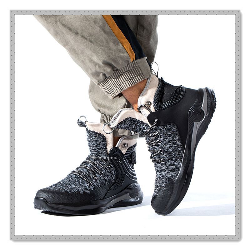 Flying Woven Breathable Protective Safety Work Shoes Grey