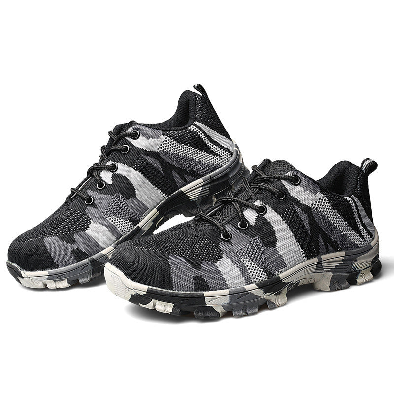 Lightweight Breathable Safety Shoes Camouflage Flying Camouflage grey