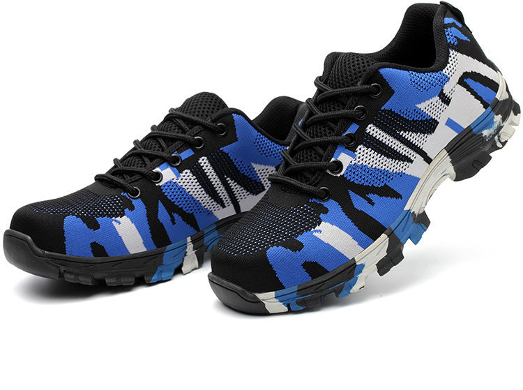 Lightweight Breathable Safety Shoes Camouflage Flying Camouflage blue