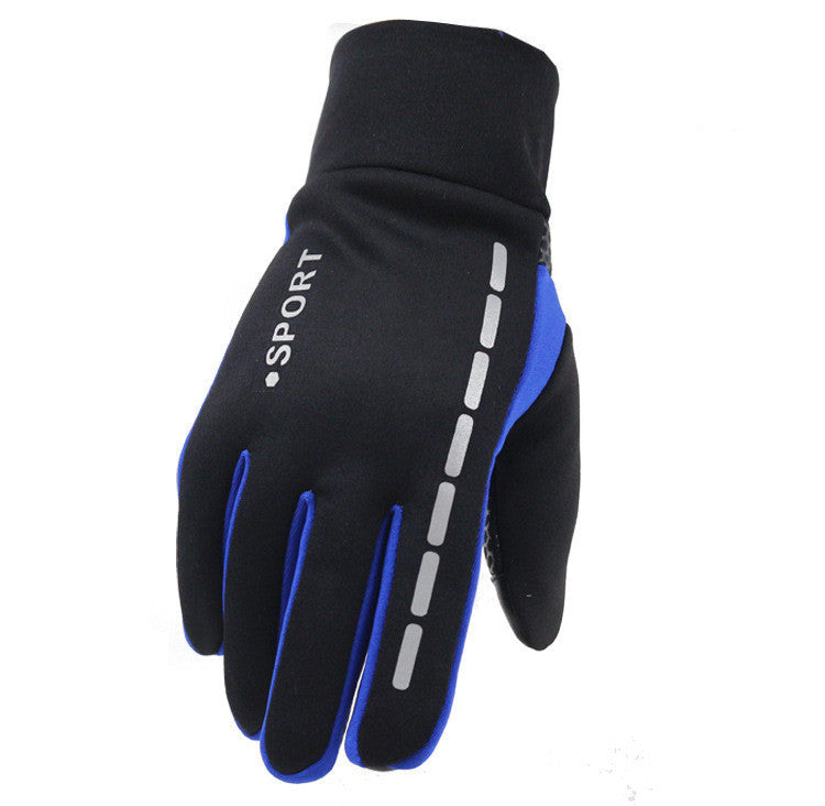 Outdoor Driving Men's Sports Fitness Autumn And Winter Cycling Gloves Blue One size