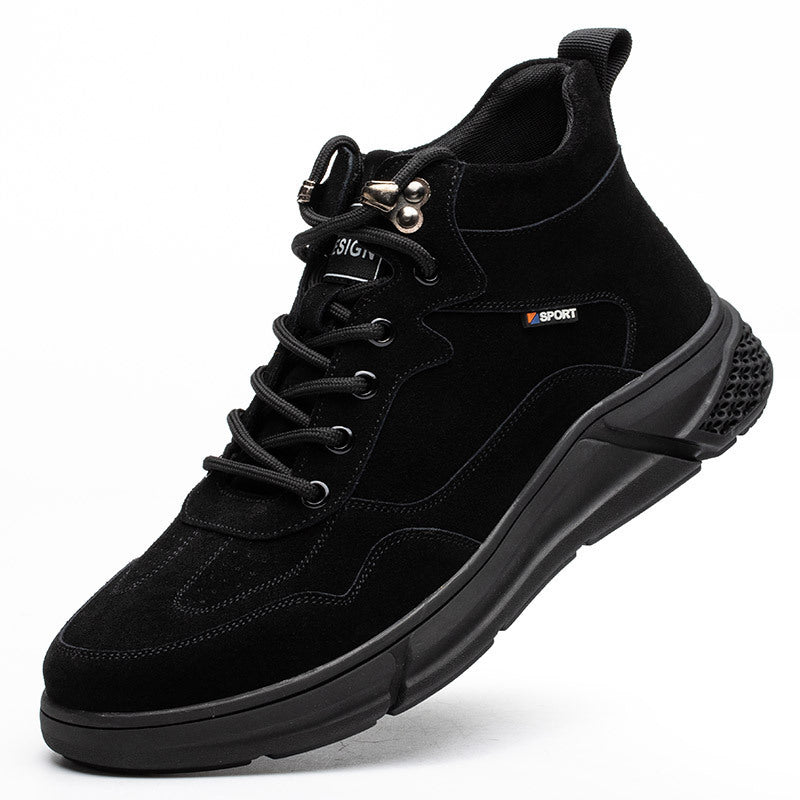 Anti-Smash And Anti-Puncture Soft-Soled Safety Construction Site Shoes Black Four Seasons