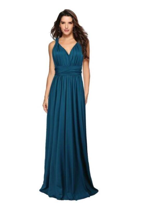 Women's Sexy Long Party Dress Club Floor-Length Summer Backless Bandage Maxi Dress Multiway Bridesmaids Boho Women Dress Vestidos Dark blue1