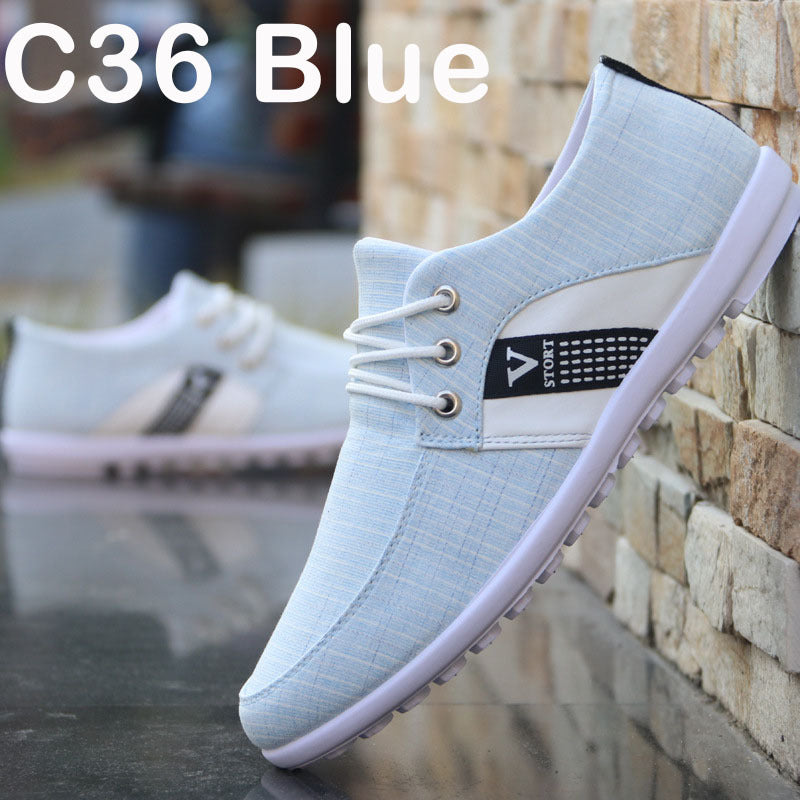 Men'S Soft-Soled Canvas Shoes, Sports And Leisure Old Beijing Cloth Shoes, Peas Shoes C36 Blue