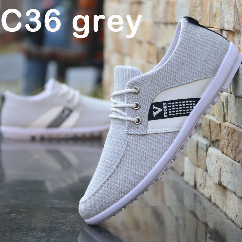 Men'S Soft-Soled Canvas Shoes, Sports And Leisure Old Beijing Cloth Shoes, Peas Shoes C36 grey