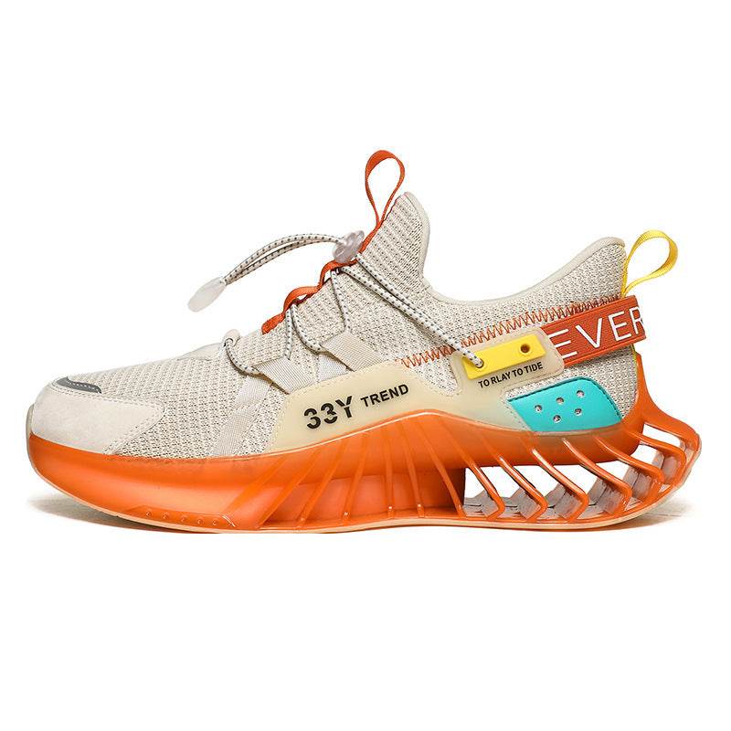 Fall Men'S Low-Top Round Toe Injection Shoes Sports Daily Sports Old Shoes Orange