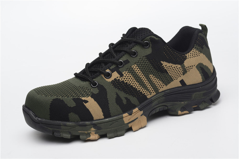 Lightweight Fly Woven Labor Insurance Shoes Men's Anti-smashing And Anti-piercing Work Shoes Breathable Steel Toe Ca P Safety Shoes Protective Shoes B