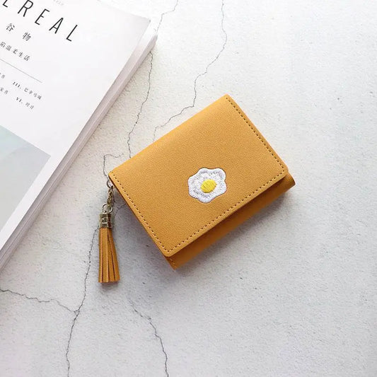 Short Wallet Lady Zipper Wallet Female Student Korean Version Lychee Pattern All-match Coin Purse Card Holder Yellow