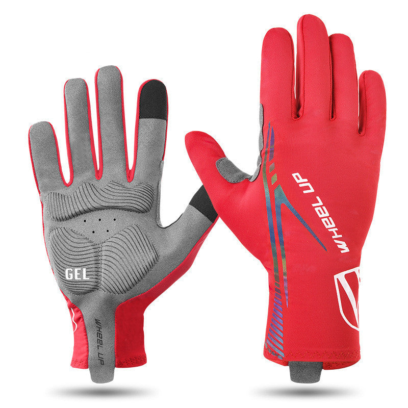 Summer Long Finger Gloves Breathable Cycling Gloves Red
