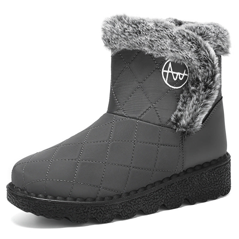 Women's High-top Soft Bottom Outdoor Snow Boots DZ GM 996 Gray