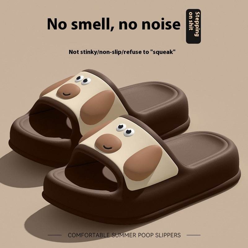 Cute Cartoon Dog Slippers Non-slip Floor Bathroom Slipper Summer Women's House Shoes Brown Puppy