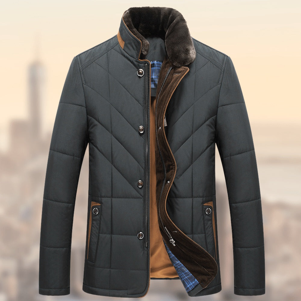 Middle-aged And Elderly Padded Jacket Father Winter Clothes Dark green