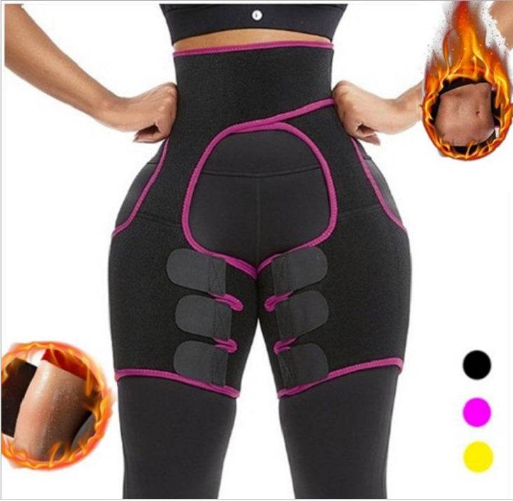 Sports Waist Belt Adjustable One-piece Girdle Leg Straps Pink