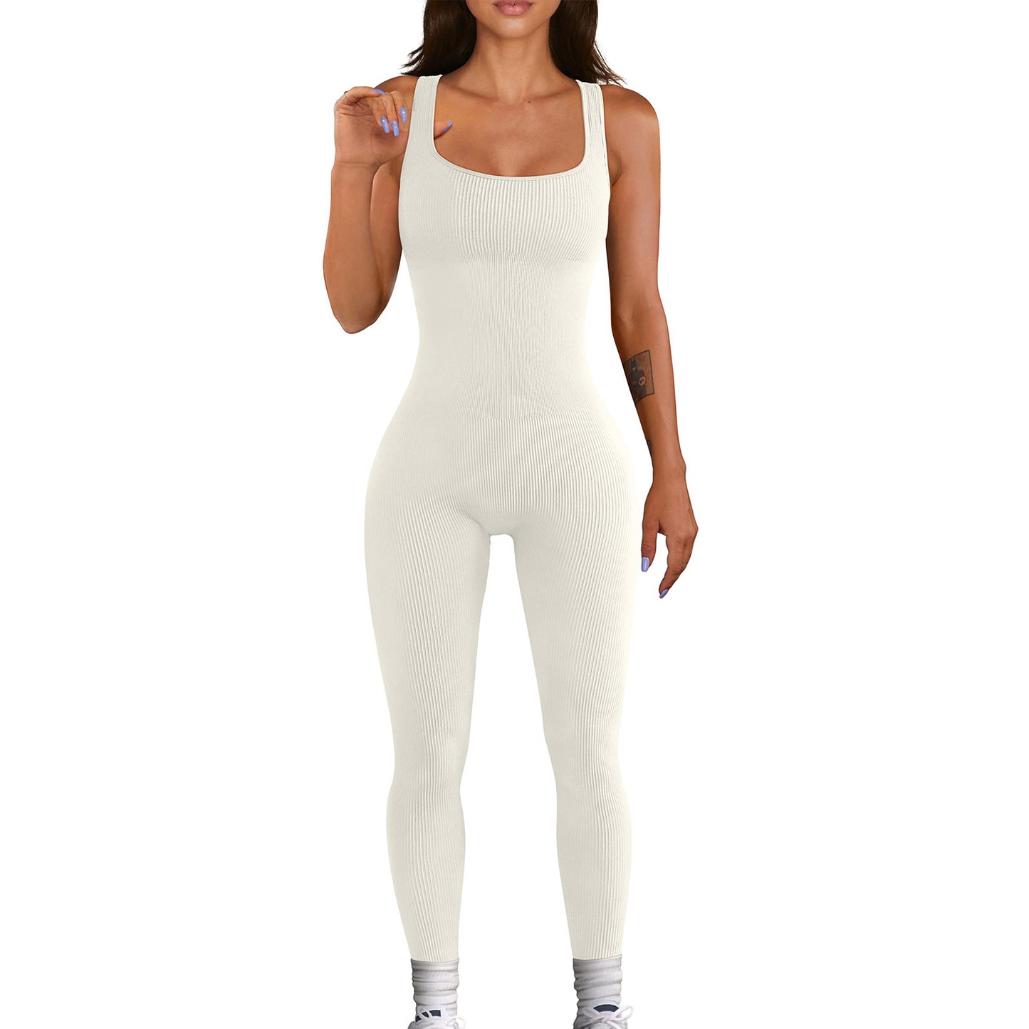 Women's Sleeveless Vest Bodysuit White