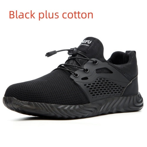 Ightweight Electrician Insulated Steel Toe Anti-Smash And Anti-Puncture Safety Shoes Black plus cotton
