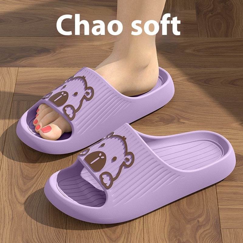 Cute Cartoon Dog Slippers Non-slip Floor Bathroom Slipper Summer Women's House Shoes Purple Capabala