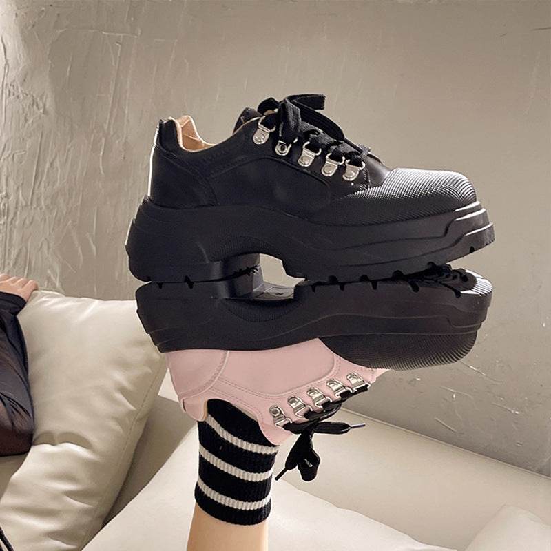 Platform Leather Shoes Female British Style