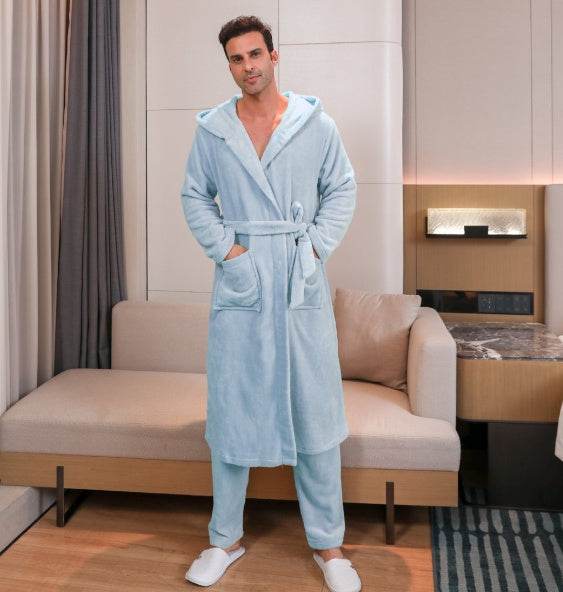 Men's Fibre Velvet Gown Set Blue