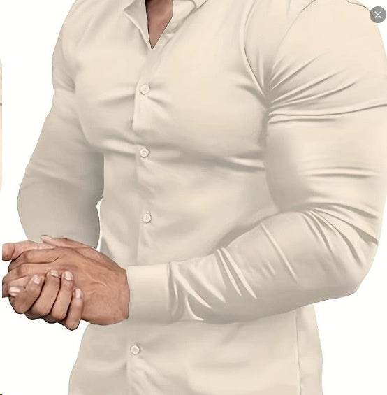Men's Business Non-ironing Professional Anti-wrinkle Casual Shirt CS02 Beige