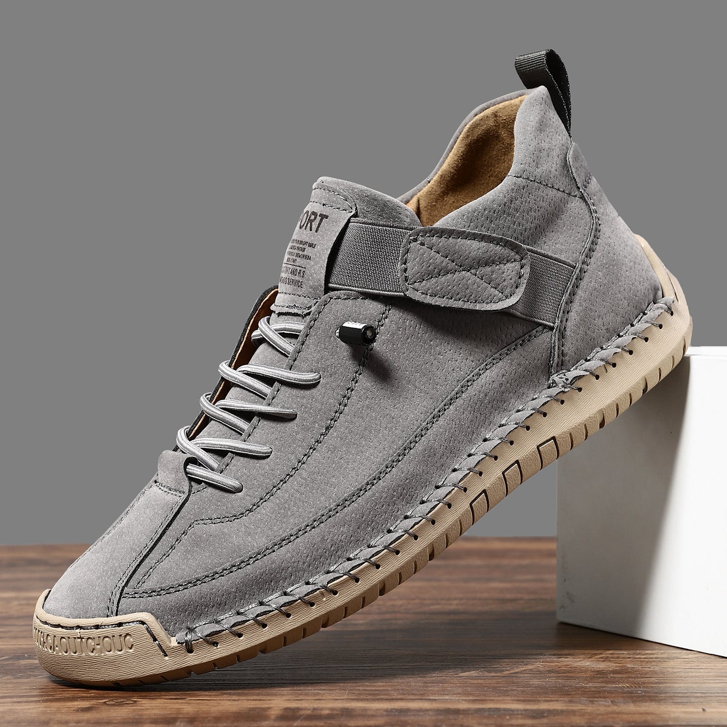 Men's Mid Top Martin Boots Outdoor Casual Shoes C9888 Gray