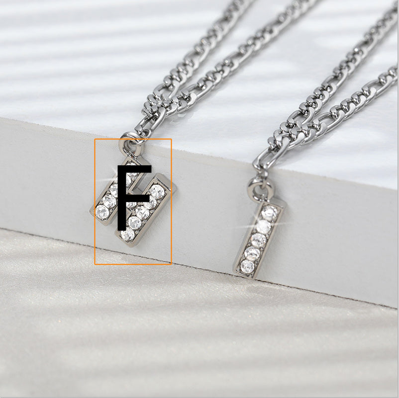 English Alphabet Stainless Steel Zircon All-match Anklet Silver F