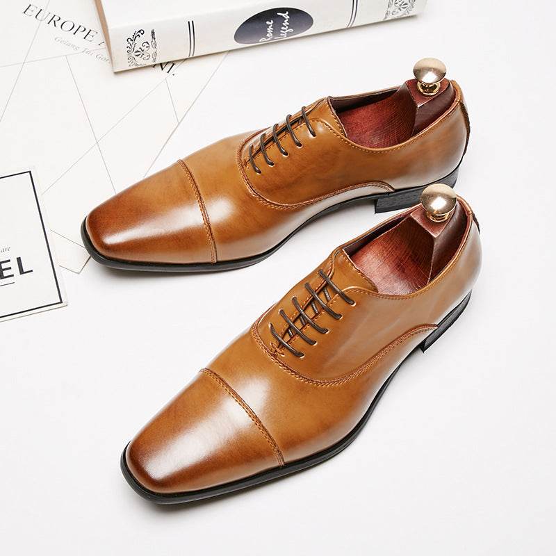 Business Leather Shoes Men's Three Leather Men's Single Shoes Casual Brown