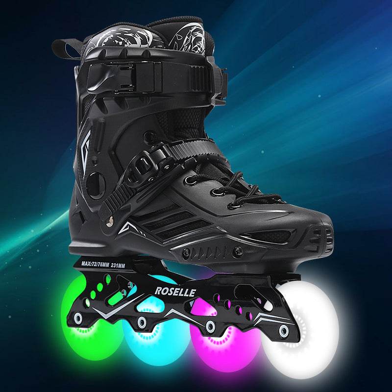 Inline Skates For Men And Women Black full flashing wheel