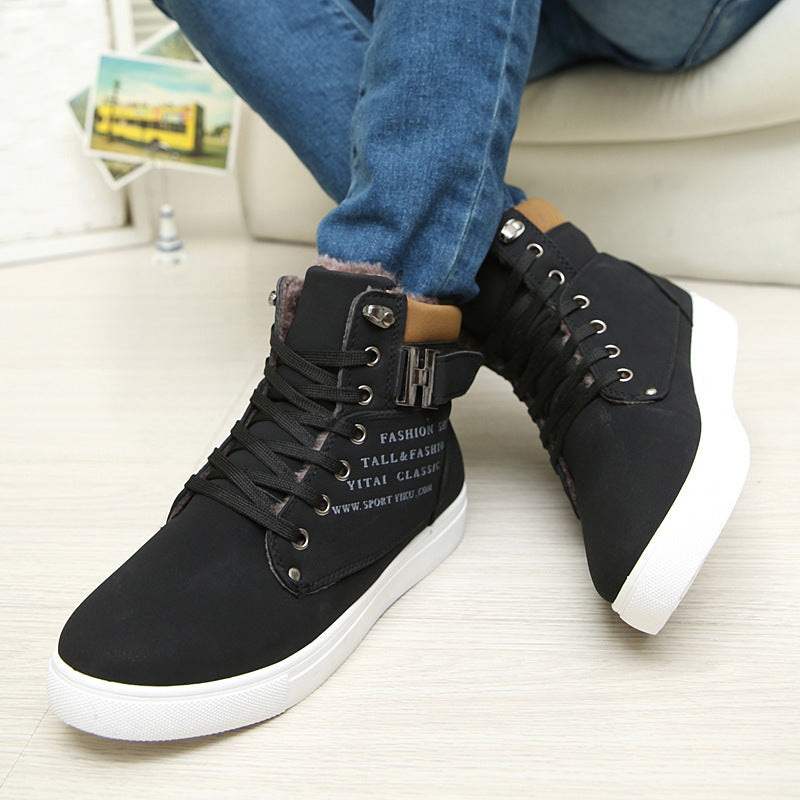 DEKABR Hot Men Shoes Fashion Warm Fur Winter Men Boots Autumn Leather Footwear For Man New High Top Canvas Casual Shoes Men Black
