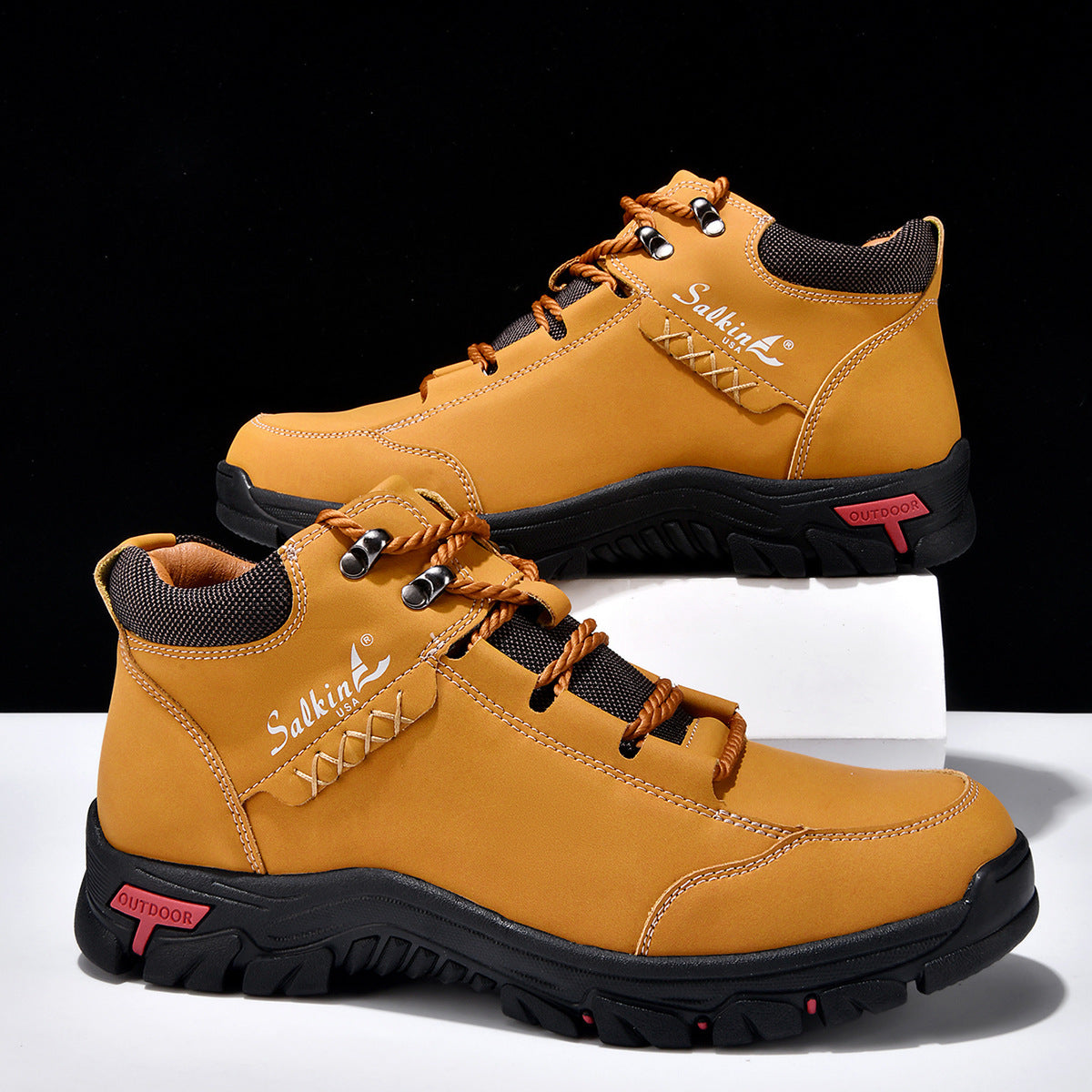 Mid-calf Vintage Men's Outdoor Casual Shoes Golden Yellow