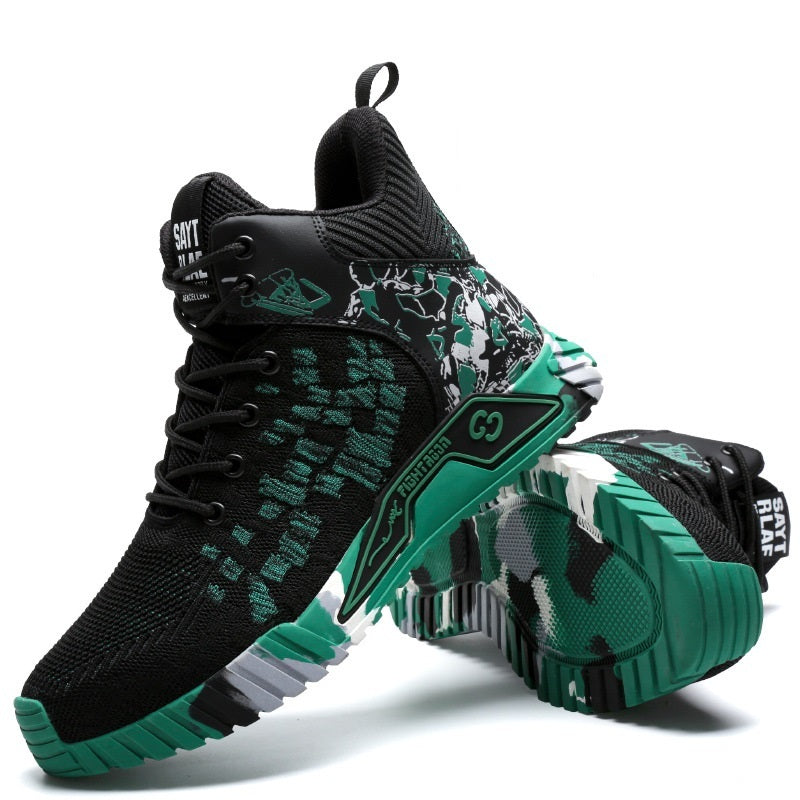 Flyknit Breathable Safety Shoes Lightweight Steel Toe Cap Anti-piercing Protective Green