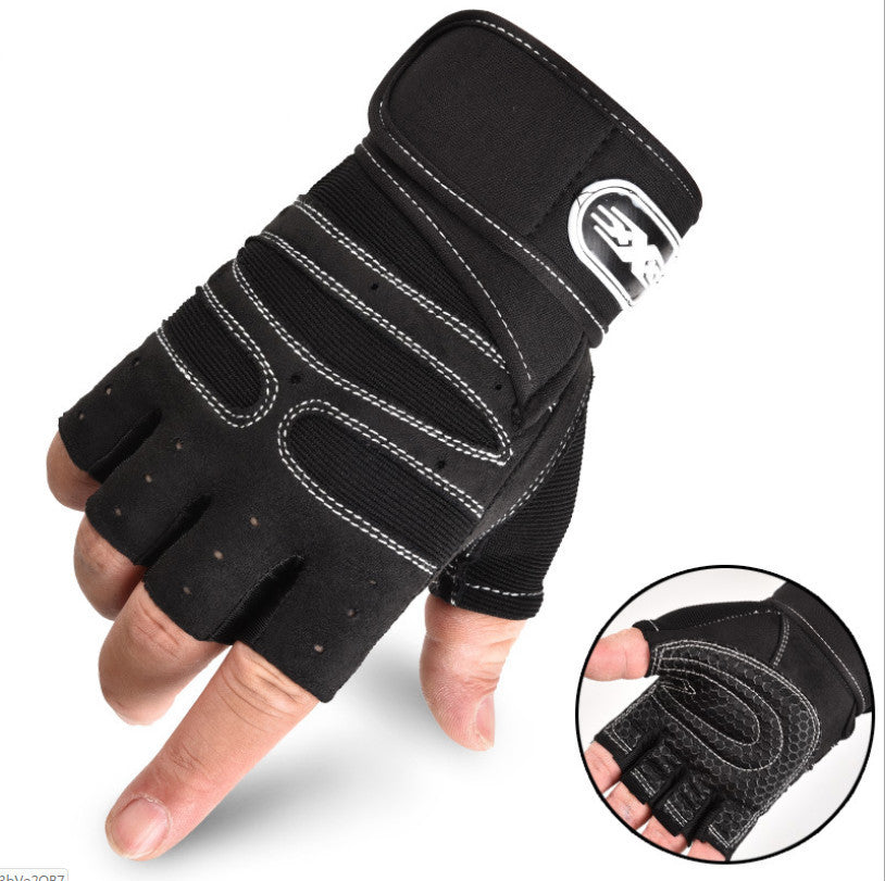 Cycling Gloves Half Finger Breathable Elastic Outdoor Bike Bicycle Riding Fitness Glove Accessories White and black