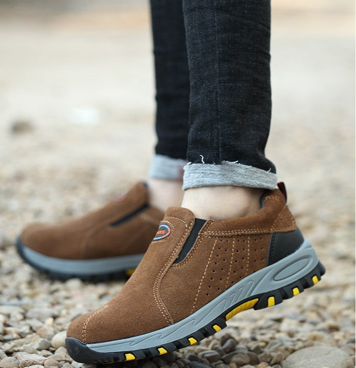 One-legged anti-smashing anti-piercing steel toe caps shoes Breathable and wear-resistant safety shoes anti-splashing hot welding shoes