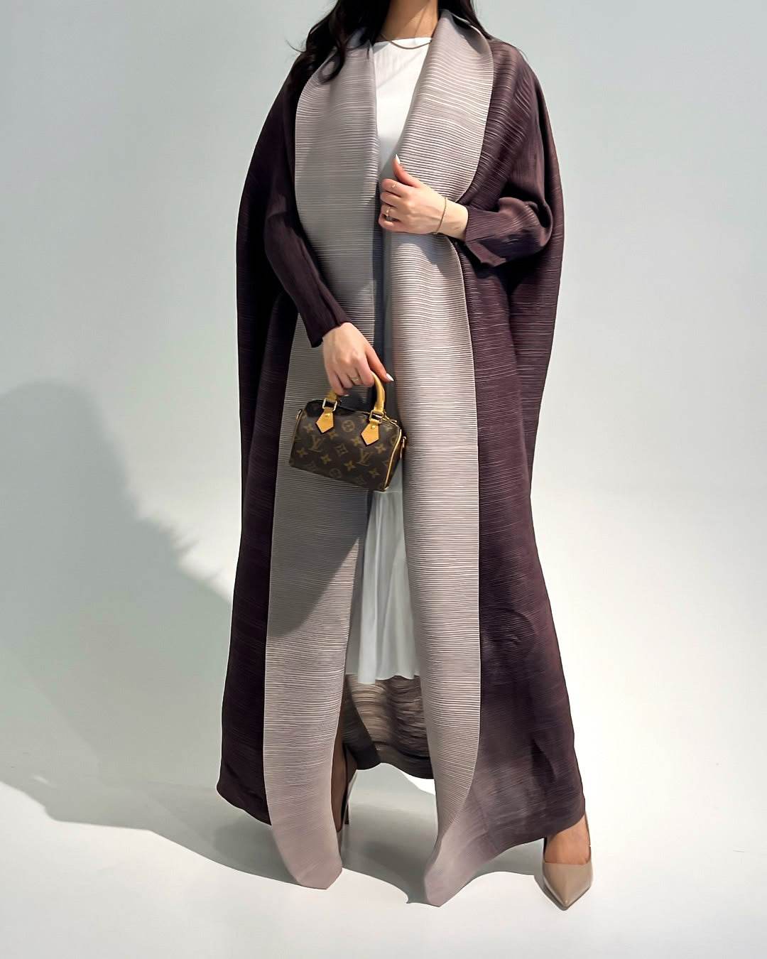 Fashionable Gradient Coat Long Skirt For Women Khaki Free Size