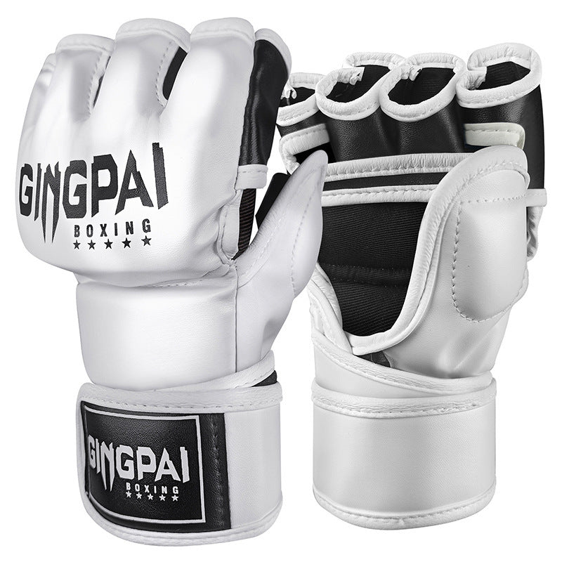 Adult Male And Female Half Finger Boxing Gloves Boxing Glove White