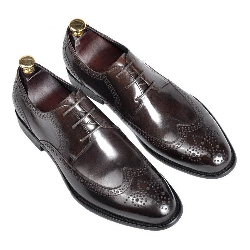 Handmade Genuine Leather Men's Pointed Toe Business Formal Wear Leather Shoes