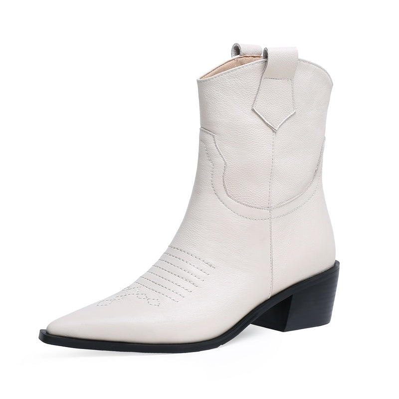 Pointed toe high heel boots White
