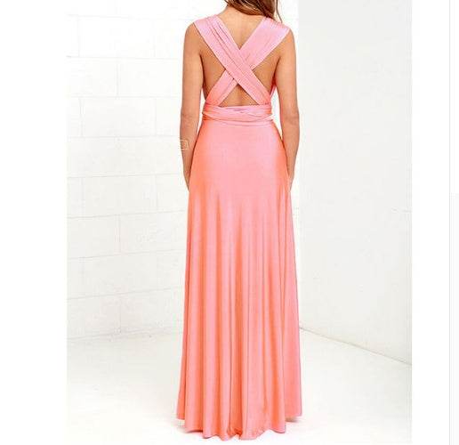 Women's Sexy Long Party Dress Club Floor-Length Summer Backless Bandage Maxi Dress Multiway Bridesmaids Boho Women Dress Vestidos Pink