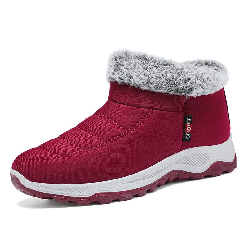 Women's Cotton-padded Shoes Fleece Lined Padded Warm Keeping Slip-on GMP20 Red