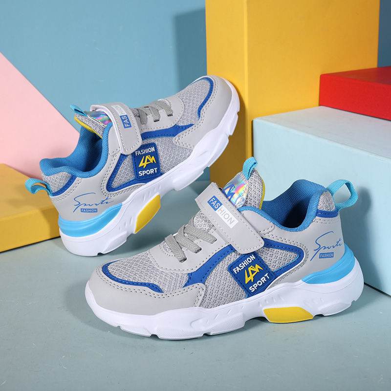 Children''s Shoes Boys summer running shoes children''s light Grey blue breathable mesh