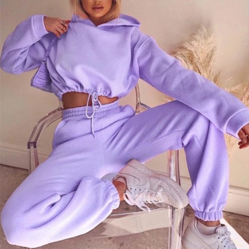 Jogging Suits For Women 2 Piece Sweatsuits Tracksuits Sexy Long Sleeve HoodieCasual Fitness Sportswear Purple
