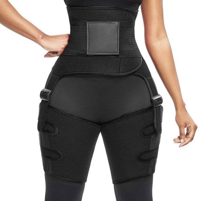 Sports Waist Belt Adjustable One-piece Girdle Leg Straps Black