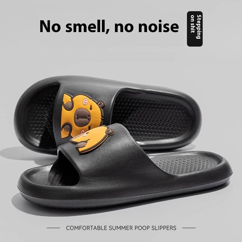 Cute Cartoon Dog Slippers Non-slip Floor Bathroom Slipper Summer Women's House Shoes Black Cartoon Bear