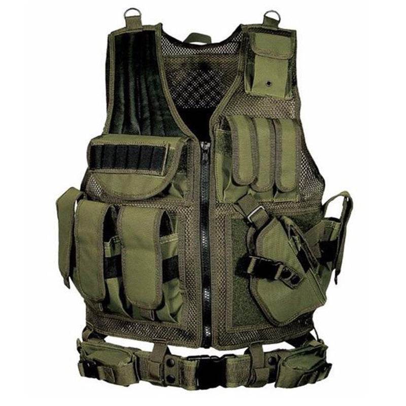 Tactical Vest Military Combat Army Armor Vests Molle Airsoft Plate Carrier Swat Vest Outdoor Hunting Fishing CS Training Vest Green