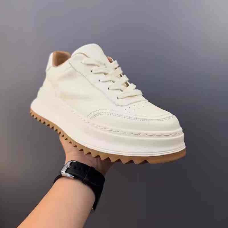 Leather White Shoes Male Retro Casual Shoes White