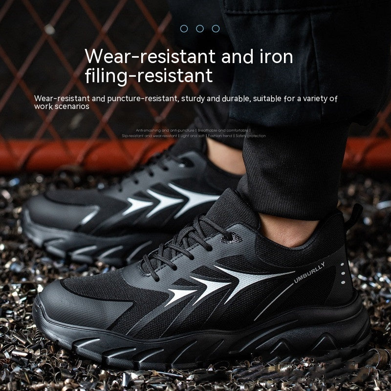 Work Anti-smashing And Anti-penetration Steel Toe Cap Safety Shoes Black white