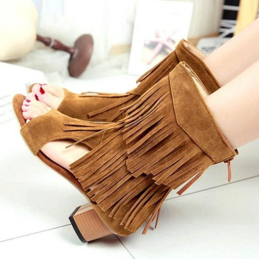 Summer Fish Mouth Hollow Boots Female