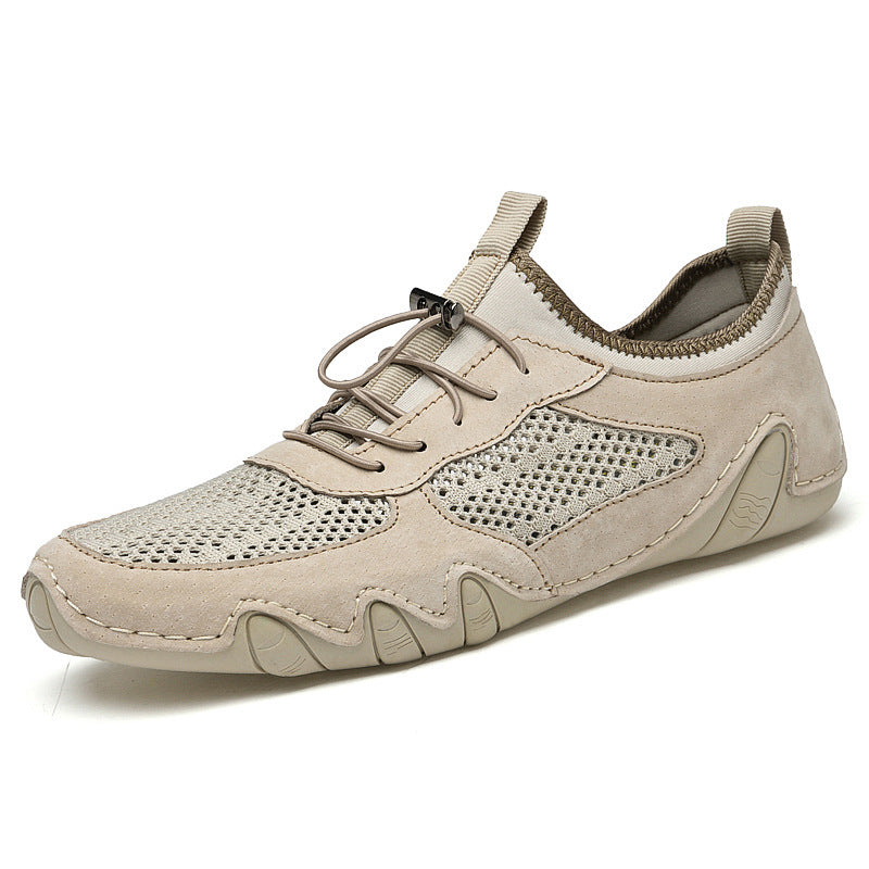 Breathable Slip On Driving Leather Shoes Men's Casual Shoes Khaki