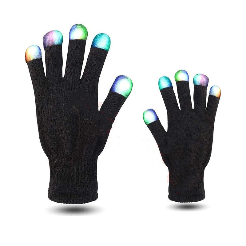 LED Colorful Luminous Magic Gloves Led Gloves Black Free Size