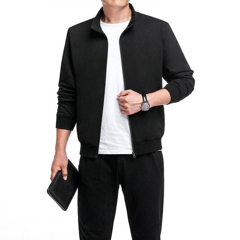 Spring And Autumn Plus Size Sports Casual Fashion Stand Collar Cardigan 2-piece Set