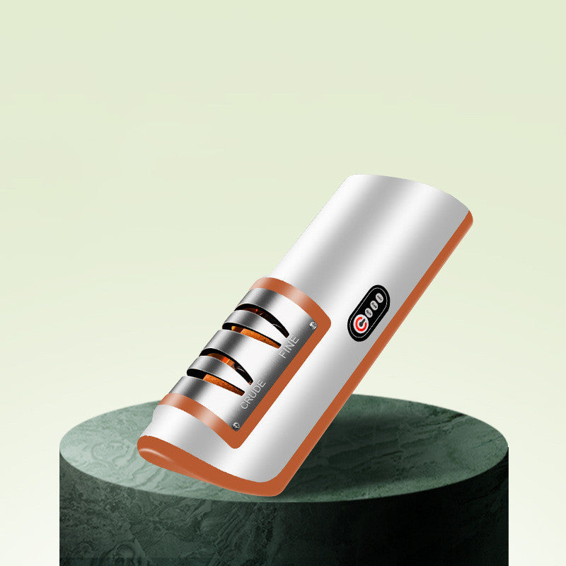 USB Rechargeable Electric Knife Sharpener Automatic Adjustable Kitchen Tool For Fast Sharpening Knives Scissors And Grinders Gadgets Orange usb